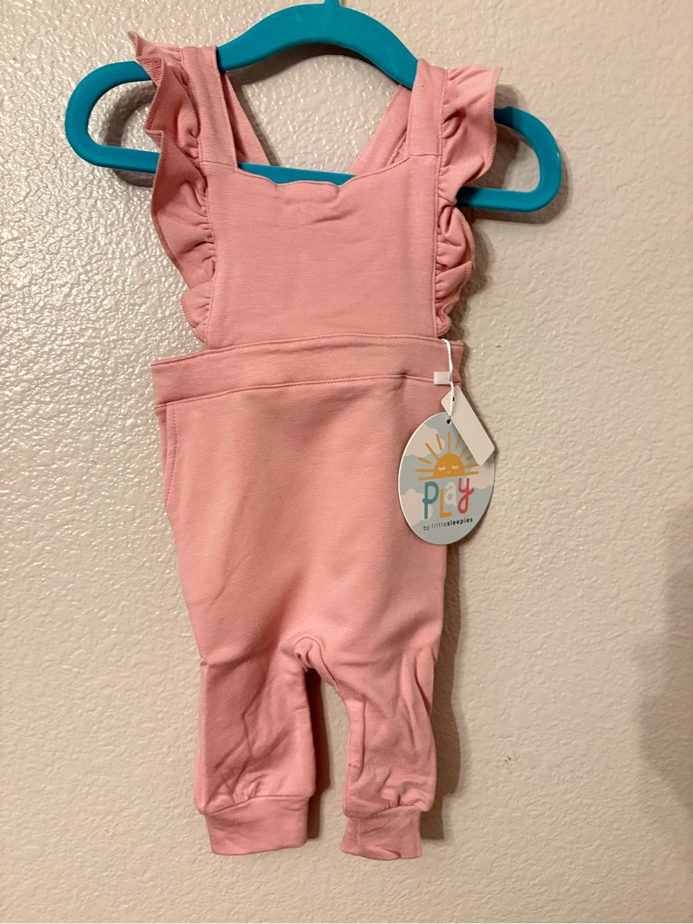 Little Sleepies Pink Ruffle-Strap Overalls
